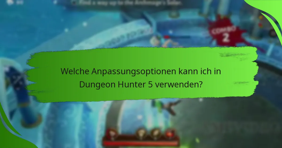 Welche Anpassungsoptionen kann ich in Dungeon Hunter 5 verwenden?